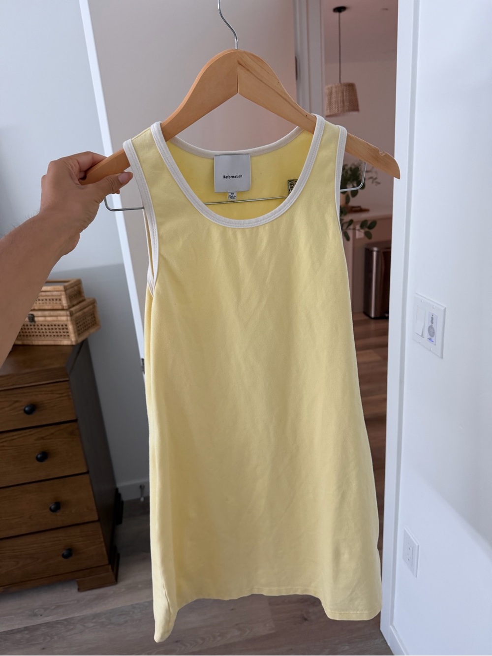 Reformation Pale Yellow Tank with White Trim